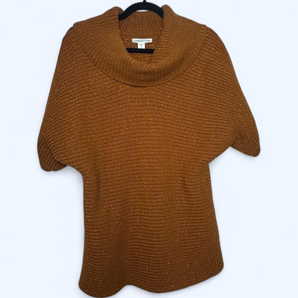 Earthy metallic witchy cowl neck burnt orange Coldwater Creek short sleeve   M